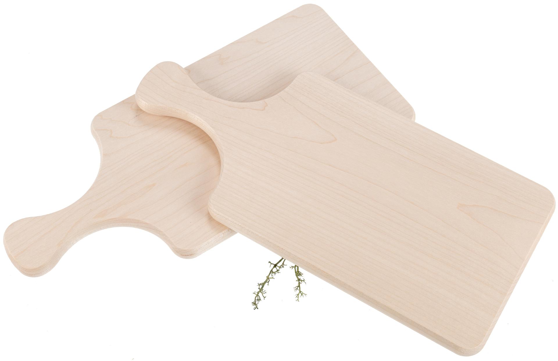 Schneidebrett mit Griff / Griffbrett aus FSC® Ahorn Holz - 34 x 16 x 1,5 cm