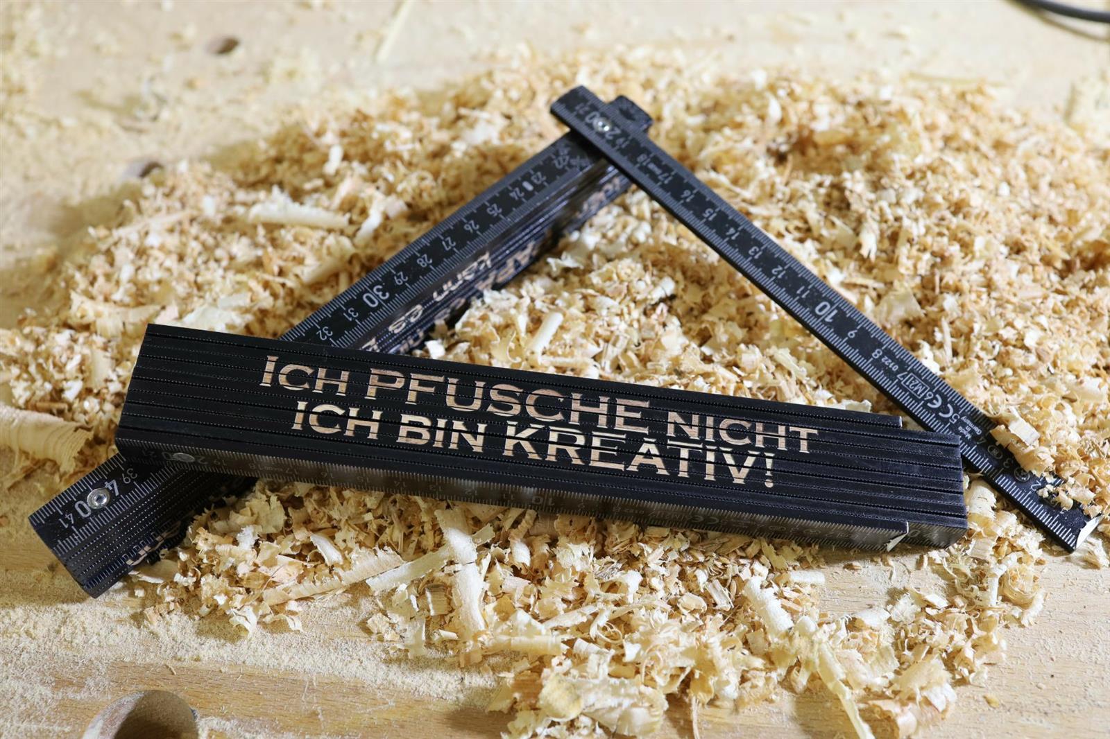 Ich pfusche nicht Zollstock Schwarzer Meterstab