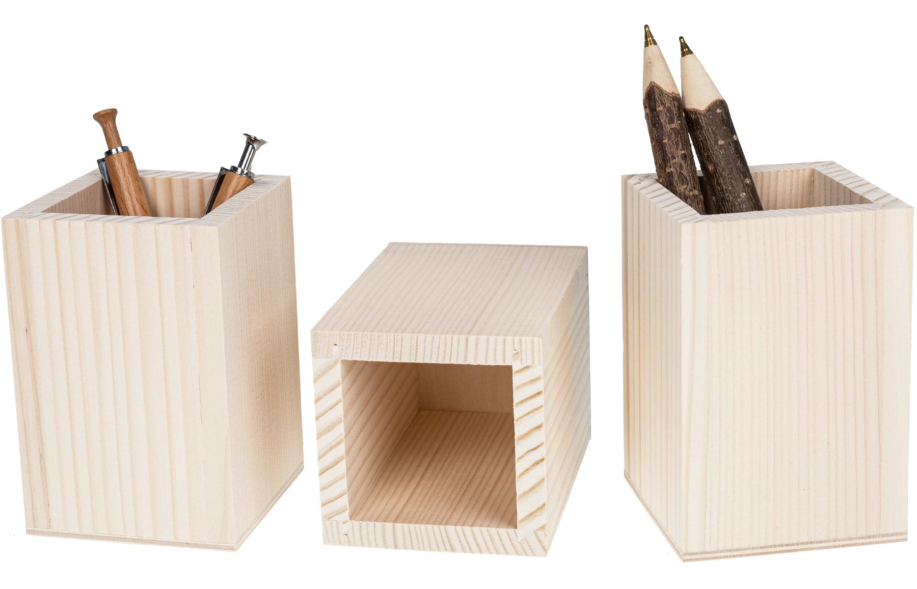 Holz Stiftebox aus Fichte Holzbox fuer Ihre Schreibutensilien