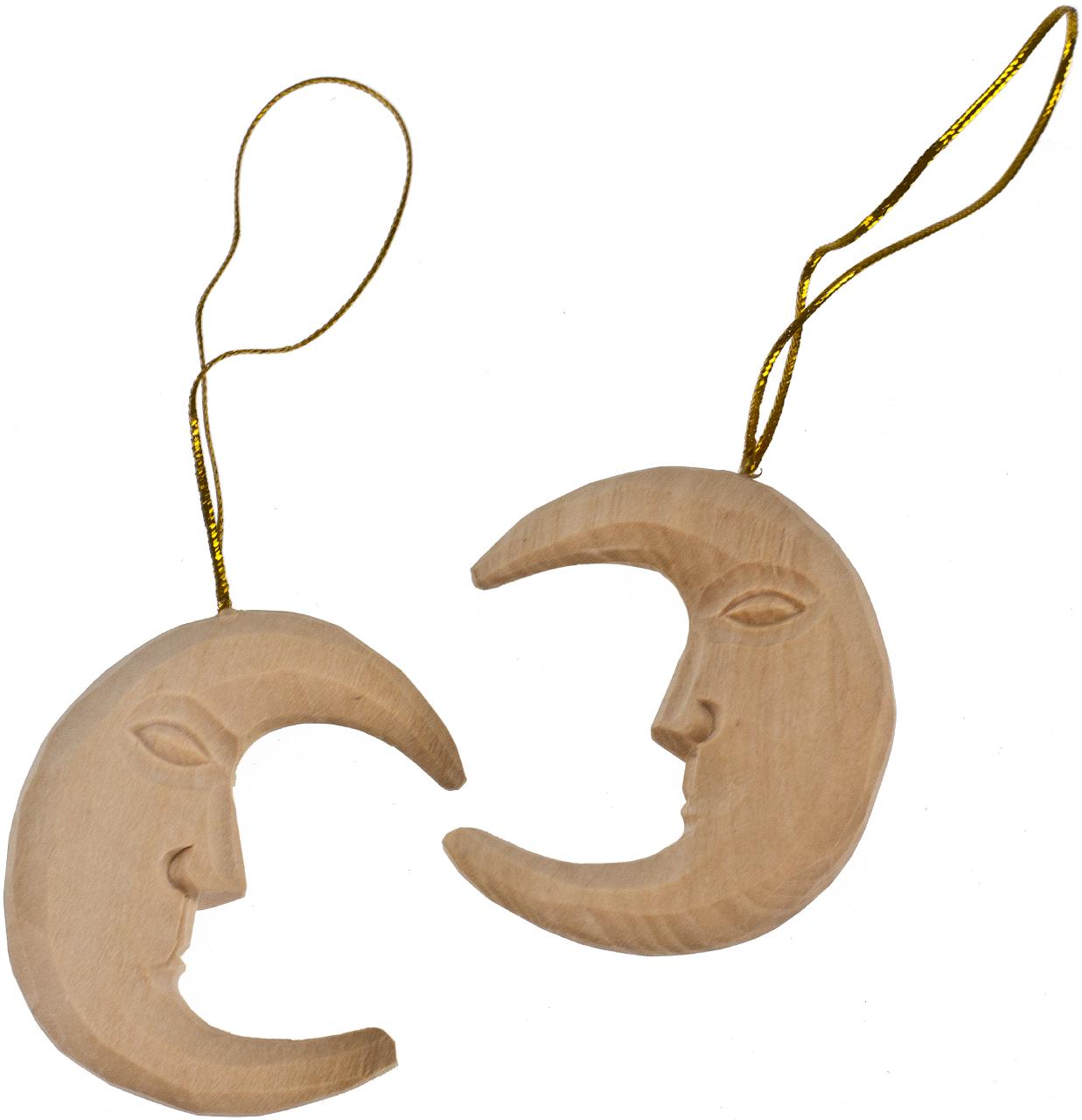Weihnachtsbaumschmuck Mond aus Linden Holz