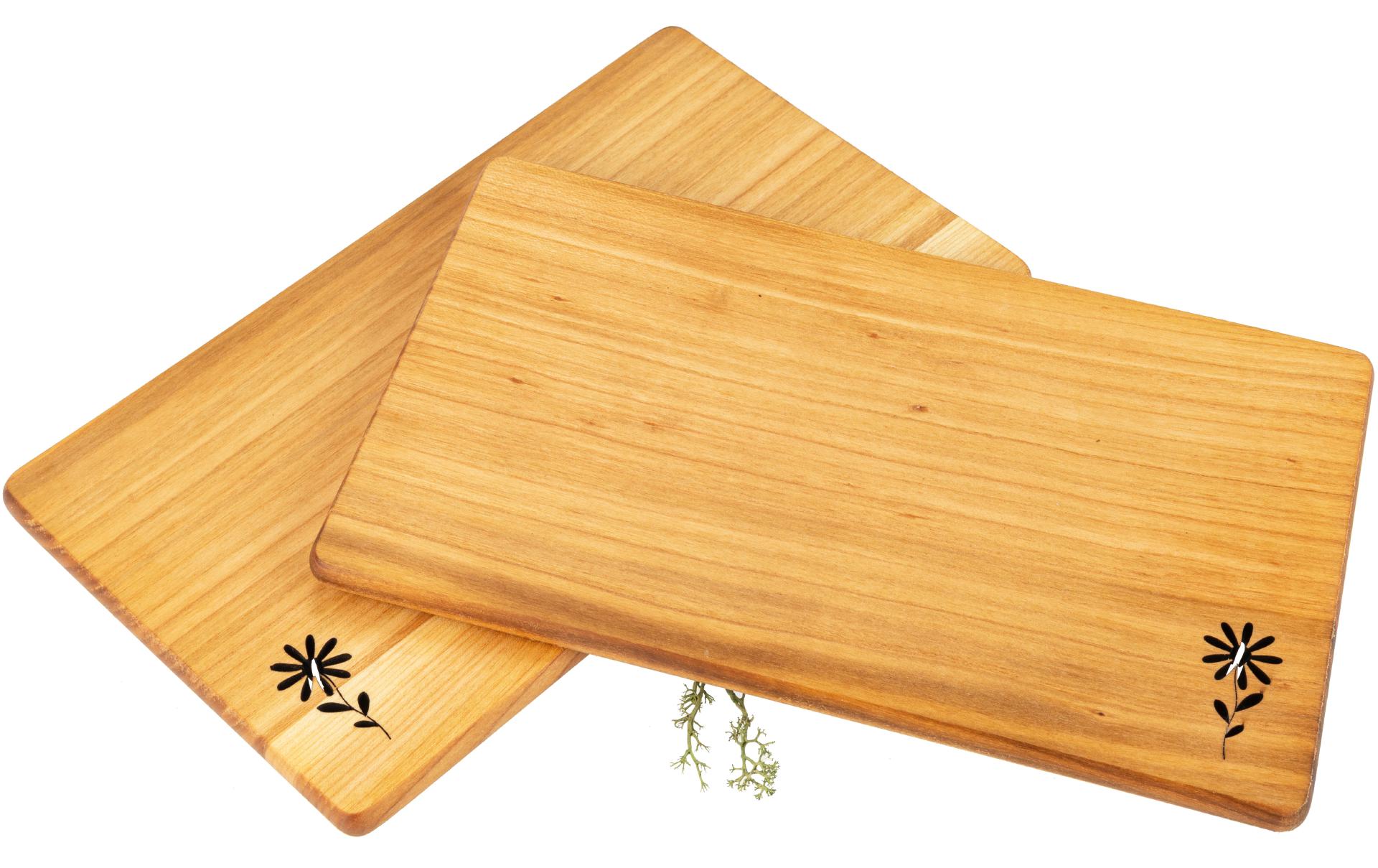 Schneidebrett aus geöltem FSC® Kirschholz - 26 x 15 x 1 cm - Blume