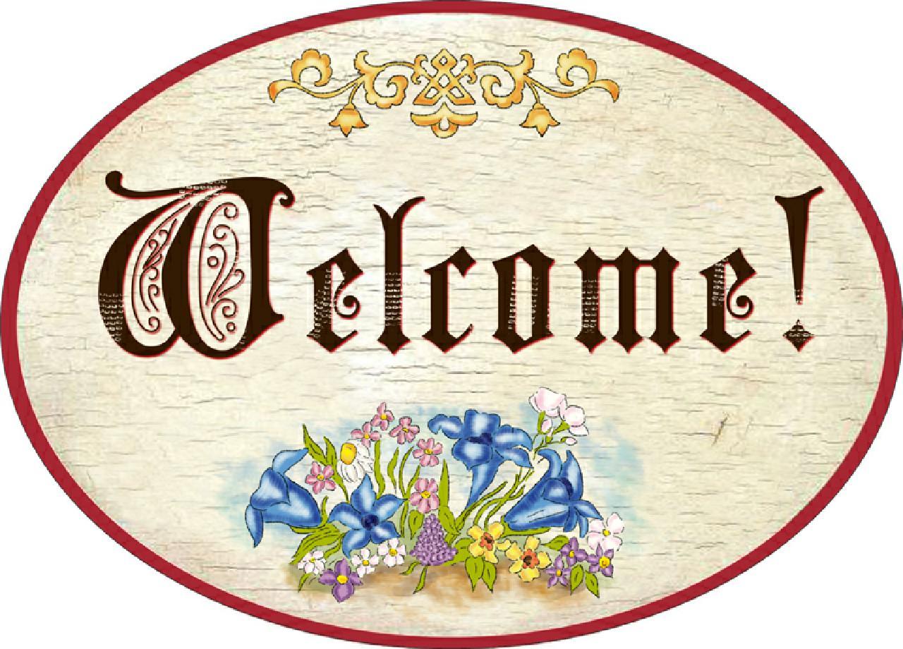 Holz Tuerschilder Antik auf Englisch Welcome