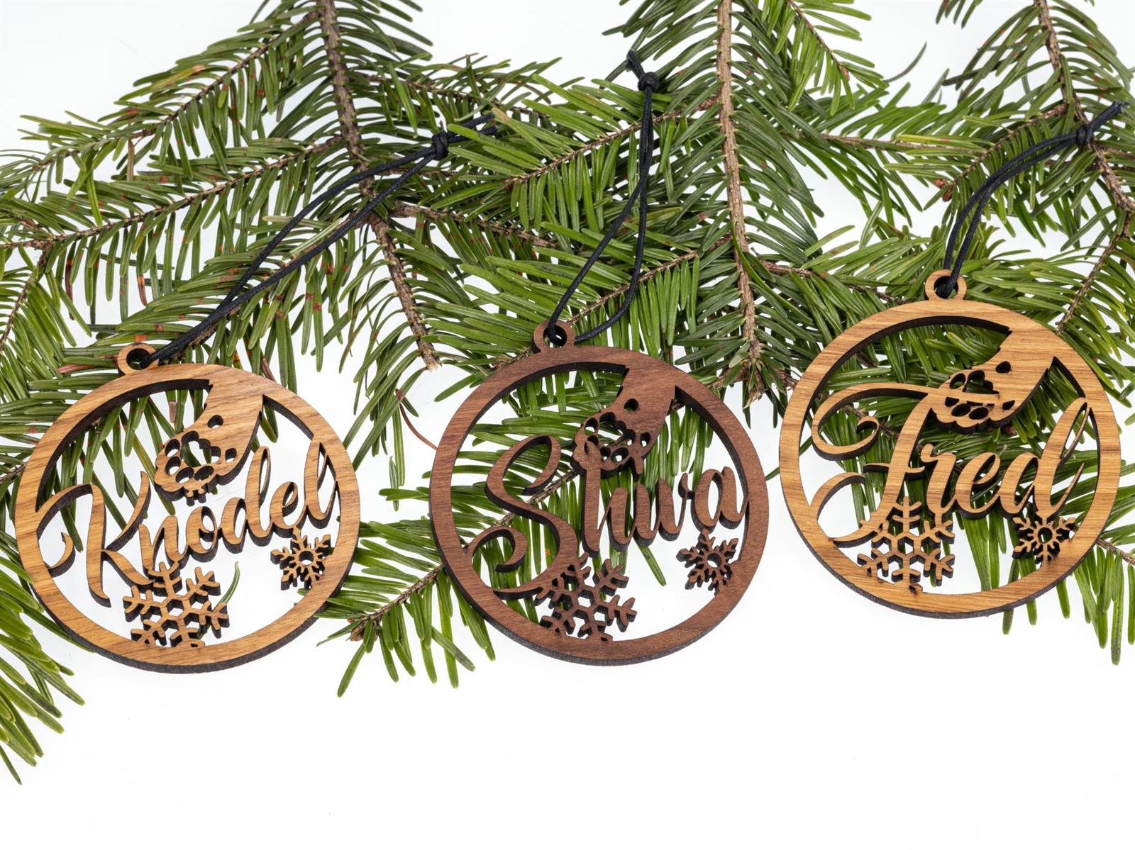 Holz Weihnachtsbaumschmuck fuer Katze Weihnachtskugel mit Wunschname