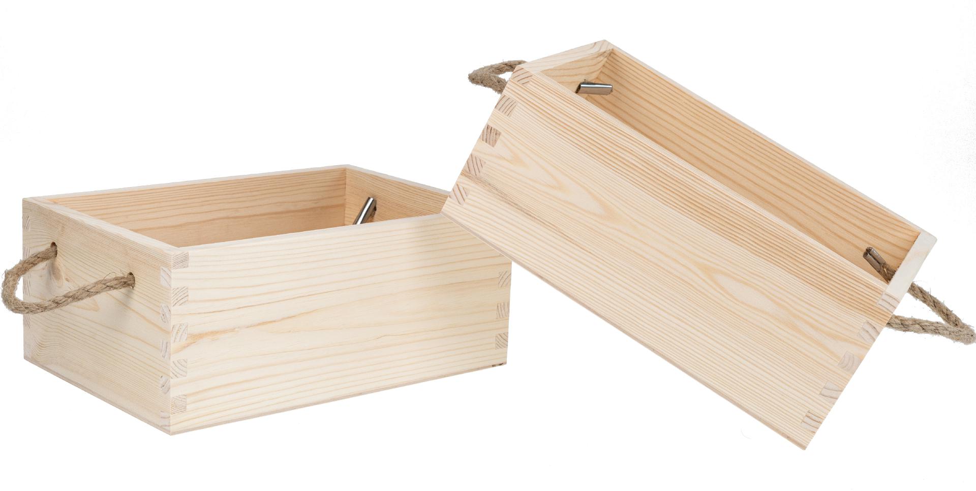 Stilvolle Holz Kiste mit Kordel Griffen