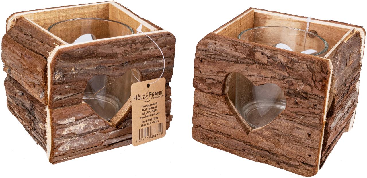 Rustikales Holz Windlicht mit Rinde