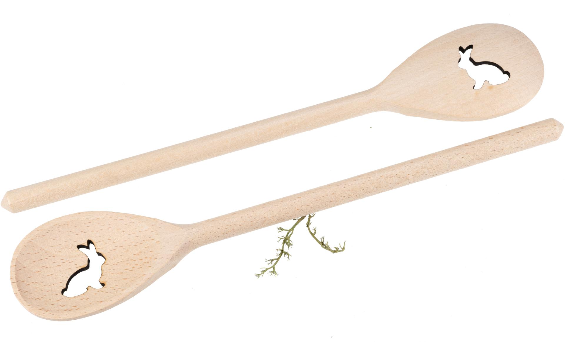 Holz Kochlöffel oval aus Buche - 30 cm - mit Hasen Auschnitt