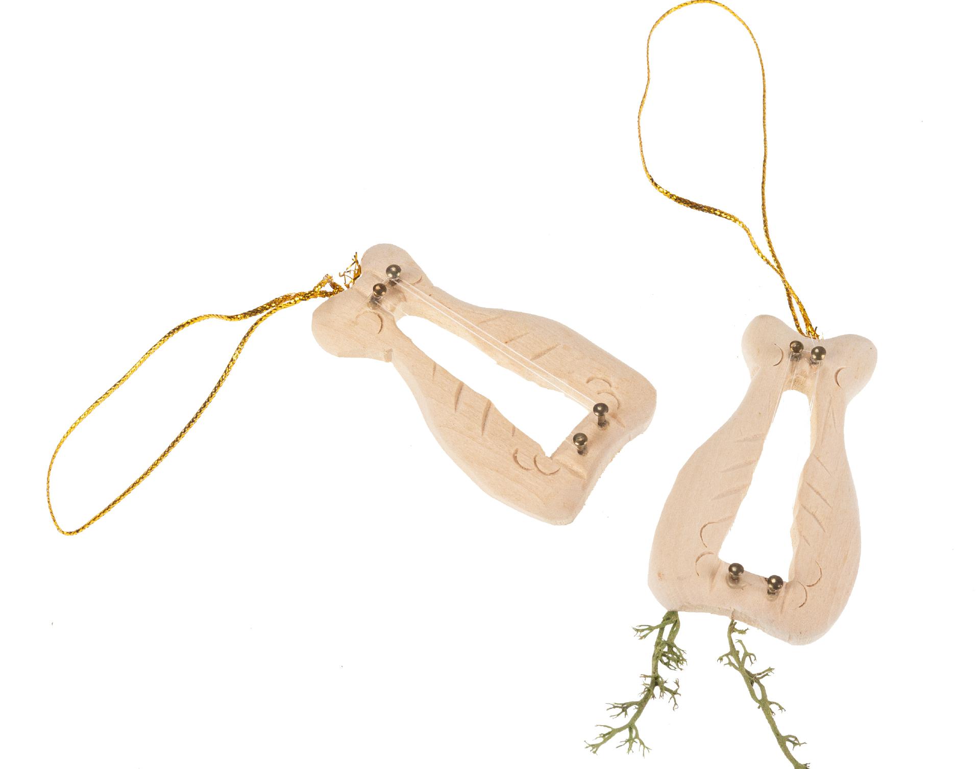 Handgeschnitzter Weihnachtsbaumschmuck | Harfe aus Lindenholz