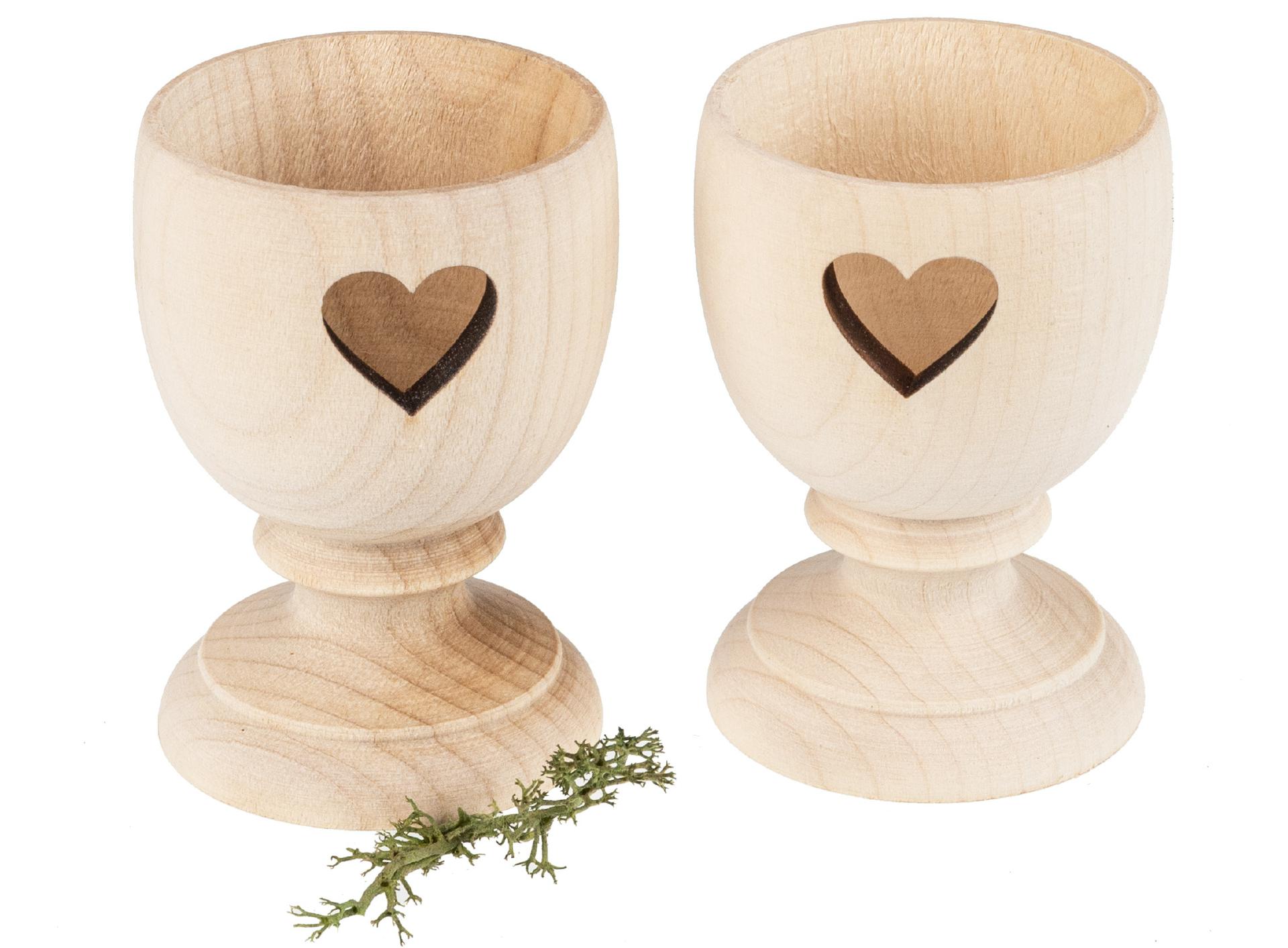 Holz Eierbecher aus Ahorn gedrechselt mi Herz Design