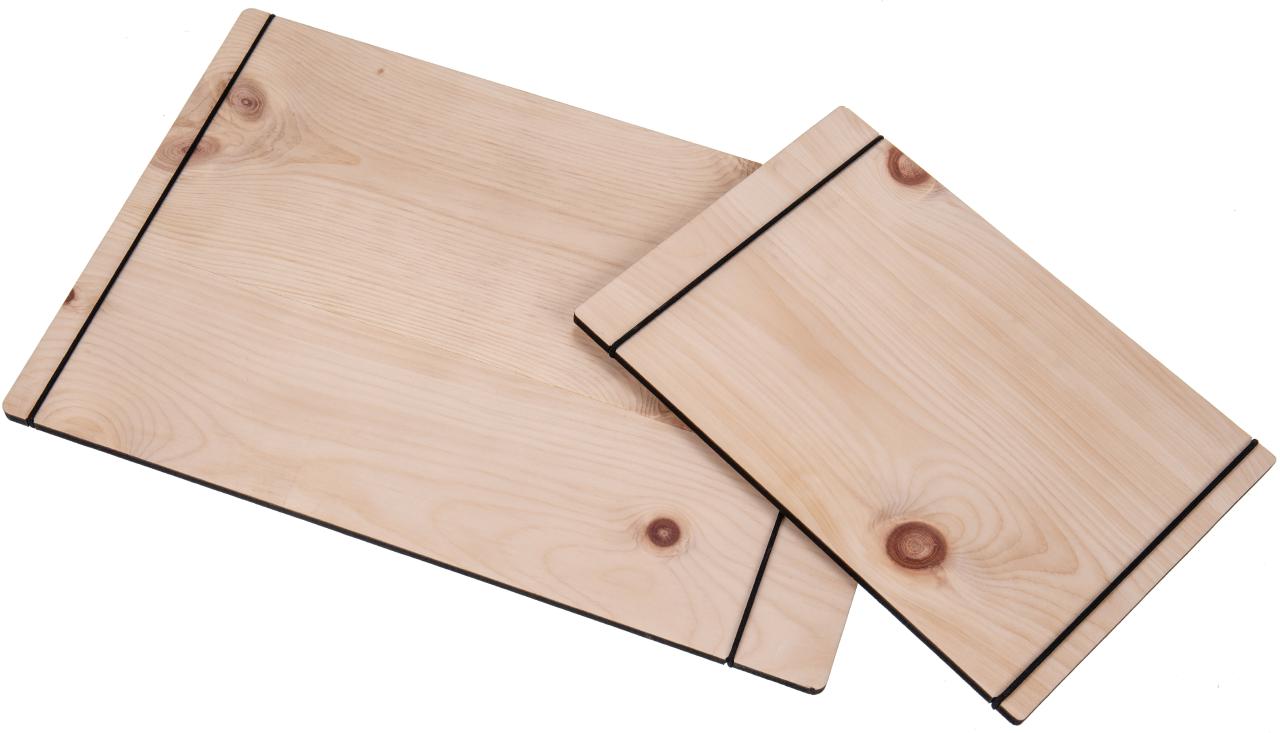 Holz Klemmbrett Zirbe roh mit Gummiband