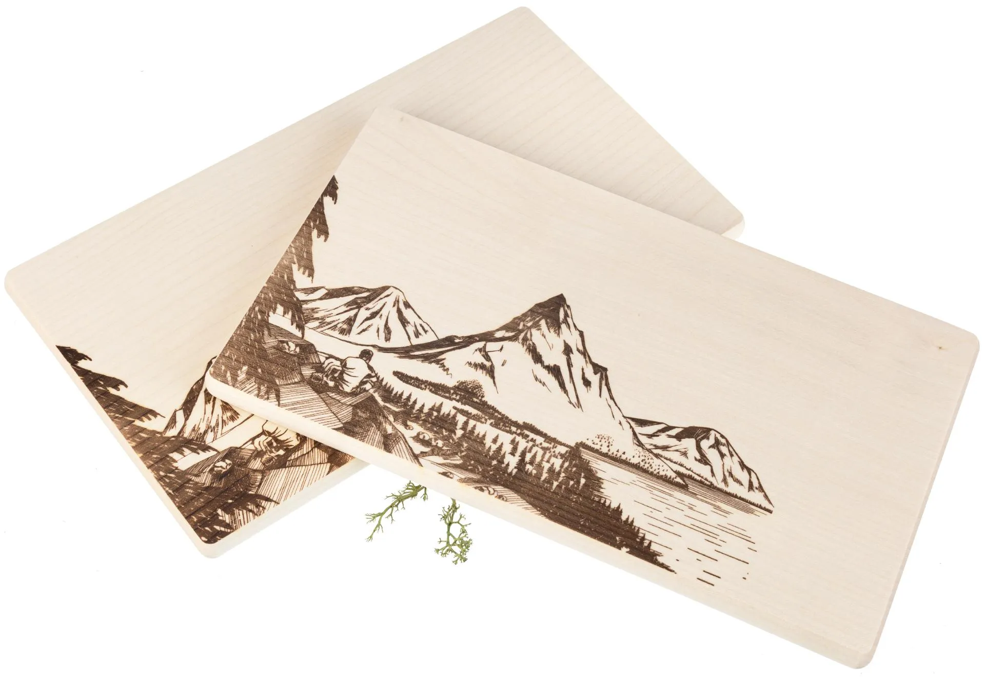 Frühstücksbrett FSC® Ahorn 26 x 15 x 1,2 cm - Bergsucht Wandermotiv
