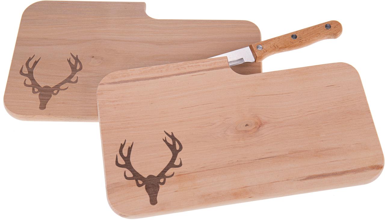 Messerbrett Erle 26 x 15 x 1,2 cm mit Motiv Branding