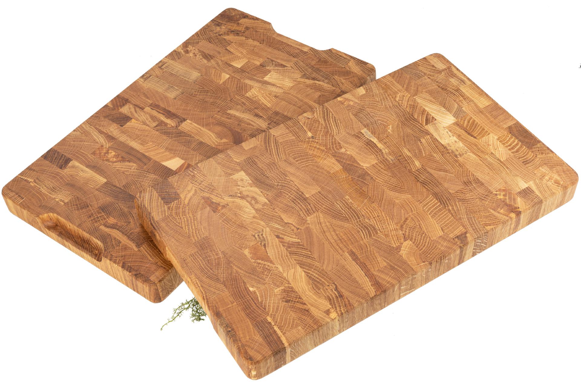 Stirnholz Hackblock aus Eiche | 40x25x4 cm mit Griffmulden