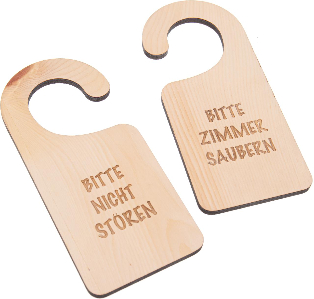 Klinkenschild Tuerschild aus duftender Zirbe Bitte Zimmer saeubern Bitte nicht stoeren