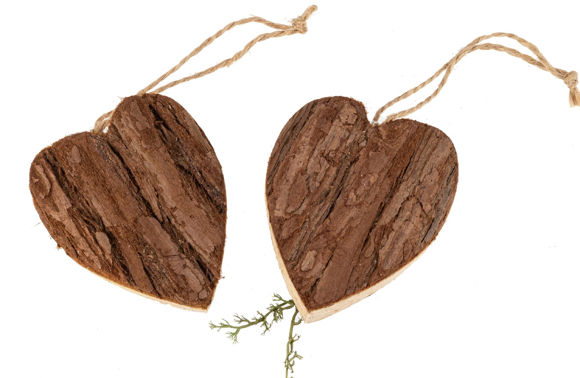 Natur-Herzen Weihnachtsbaumschmuck | Mit Rinde Herz 7x8,3cm