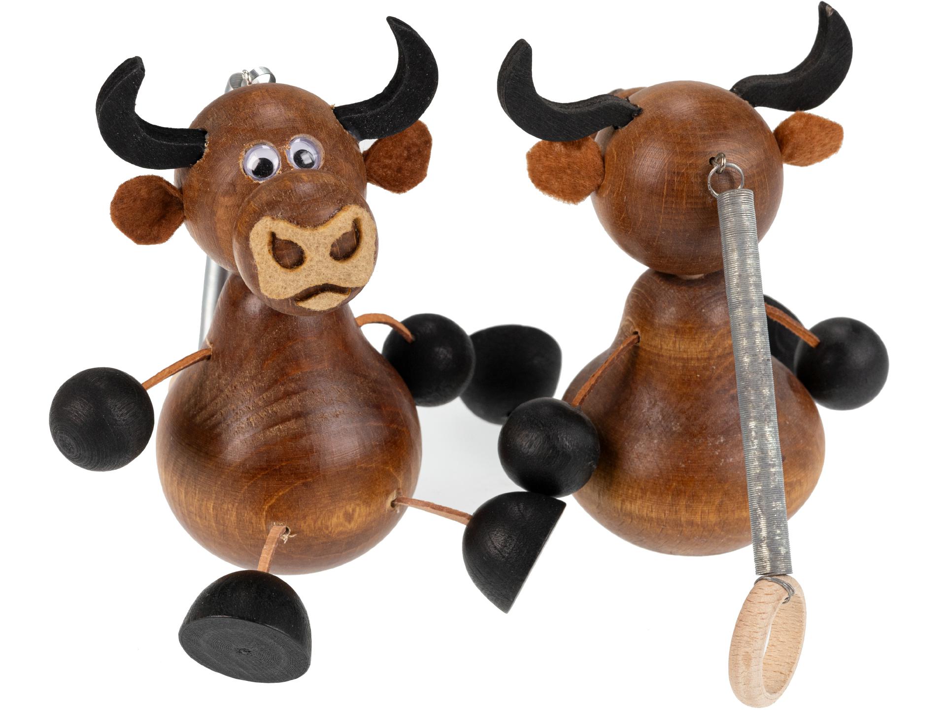 Schwingfiguren / Hüpftiere aus Holz - Kuh dunkelbraun