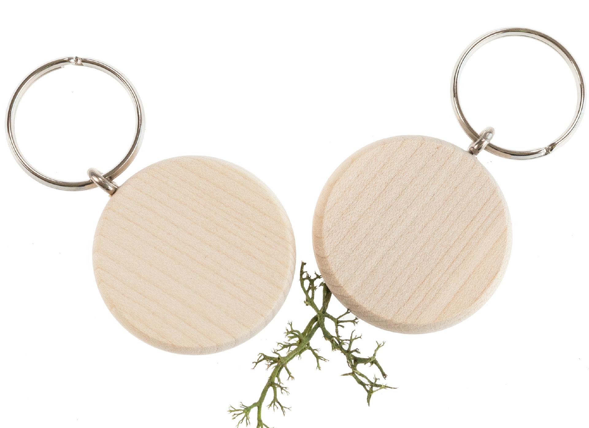 Runder Holz Schlüsselanhänger aus FSC® zertifiziertem Ahorn 4,2 cm
