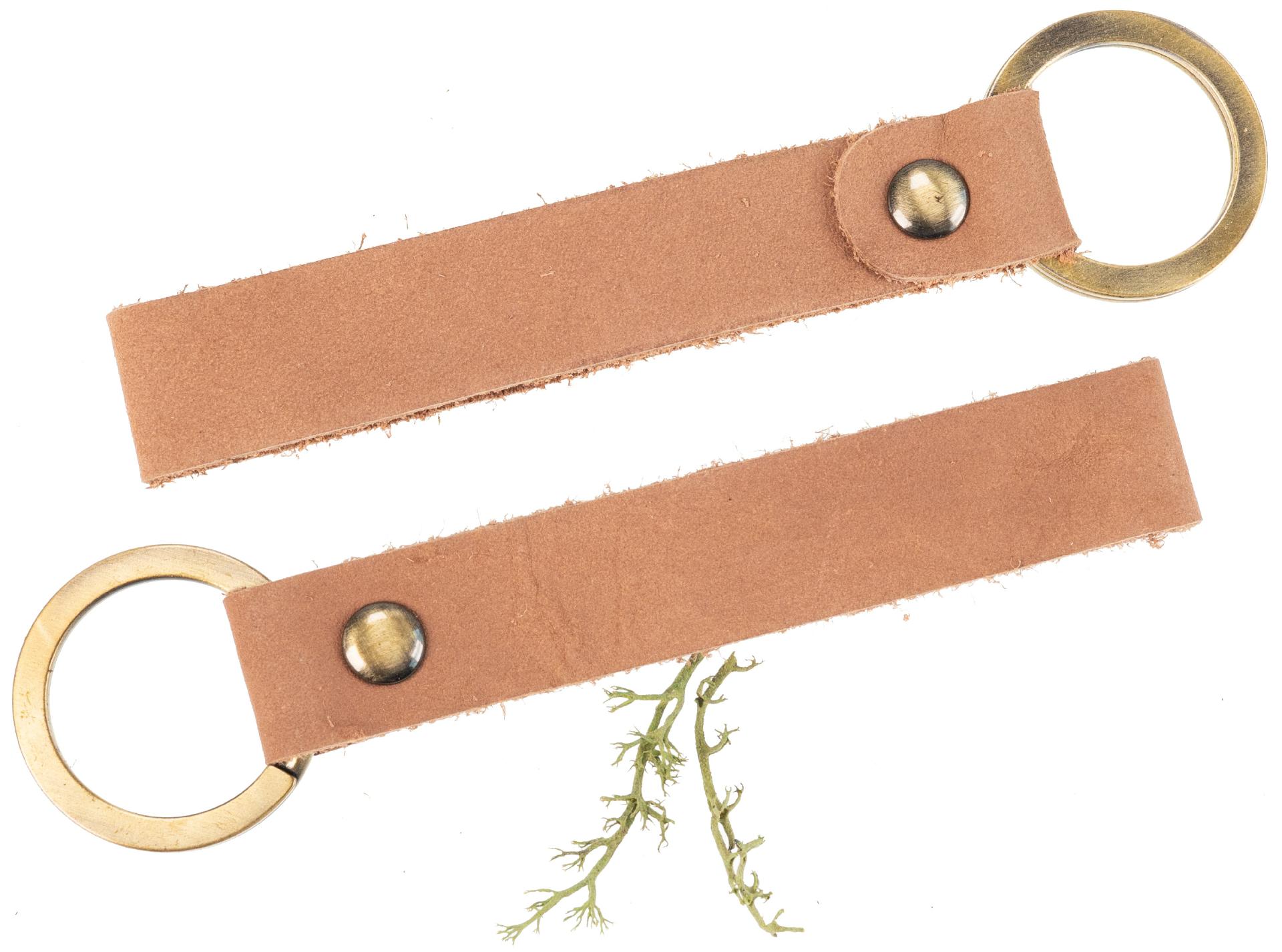 Hellbrauner Leder-Schlüsselanhänger "Schlaufe" mit Messingring