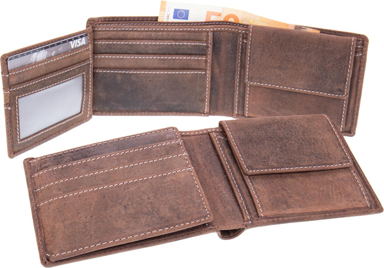 Personalisierter dunkelbrauner Leder Geldbeutel mit Fotogravur Geldboerse mit individueller Wunschgravur