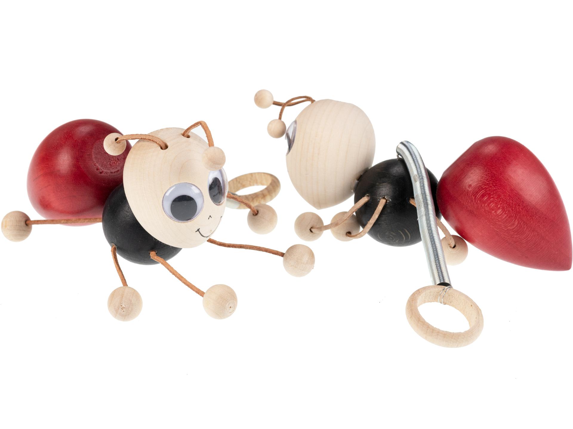 Schwingfiguren / Hüpftiere aus Holz - Ameise rot / schwarz
