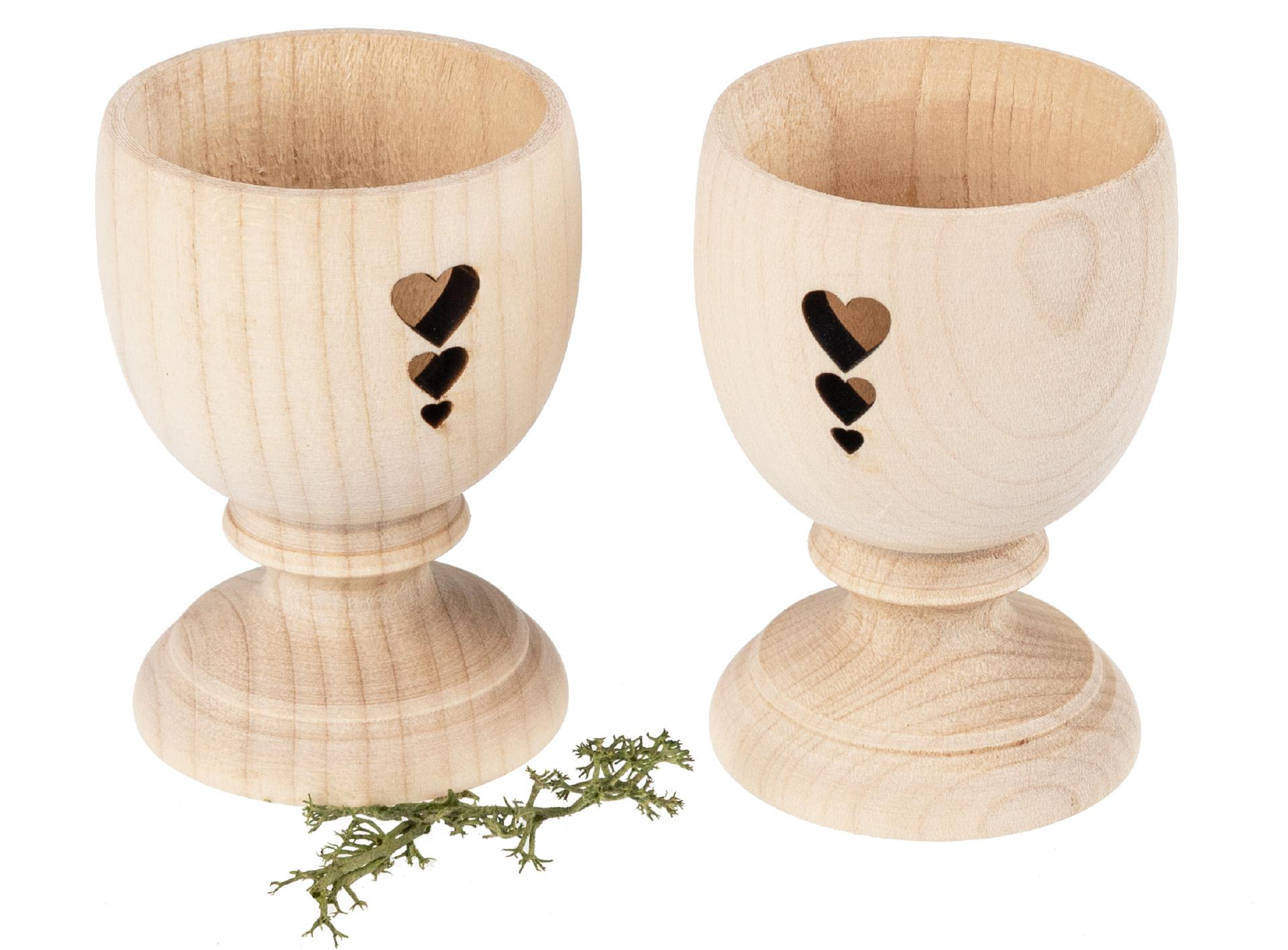 Holz Eierbecher aus Ahorn gedrechselt mit drei Herzen Design