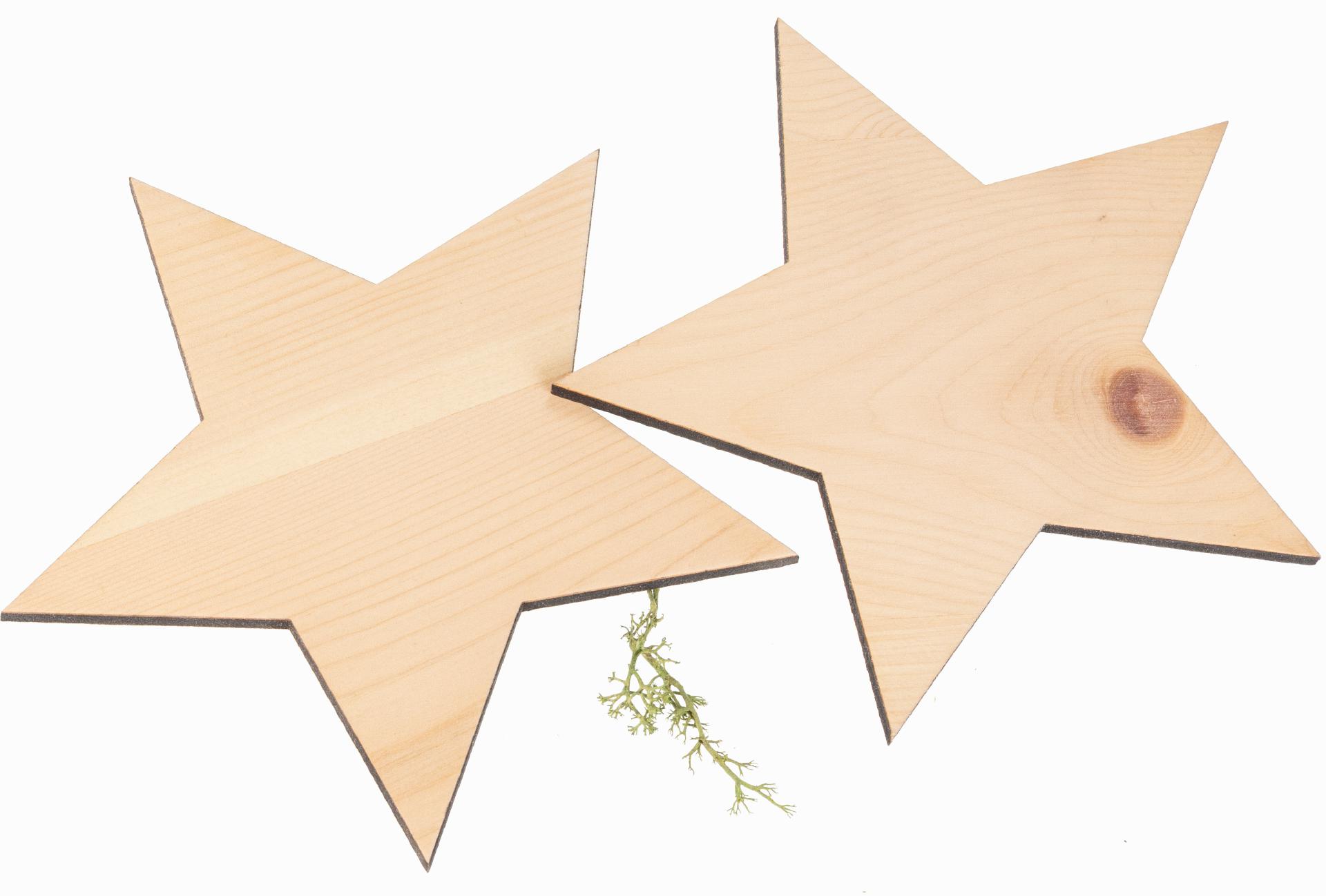Holzstern aus duftender Zirbe - lasergeschnittene Weihnachtsdekoration 150 x 150 x 5 mm
