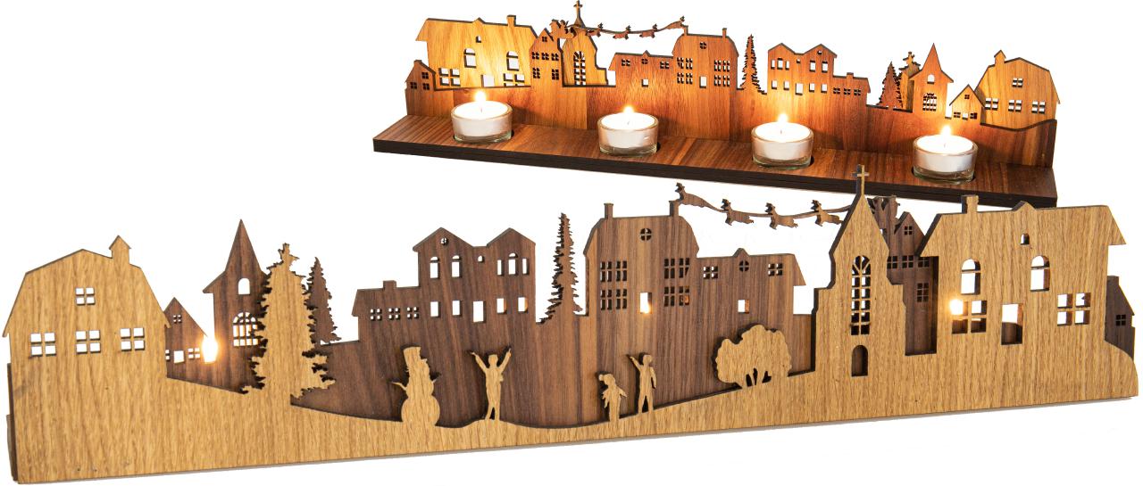 Handgefertigte Holz Weihnachtsstadt mit