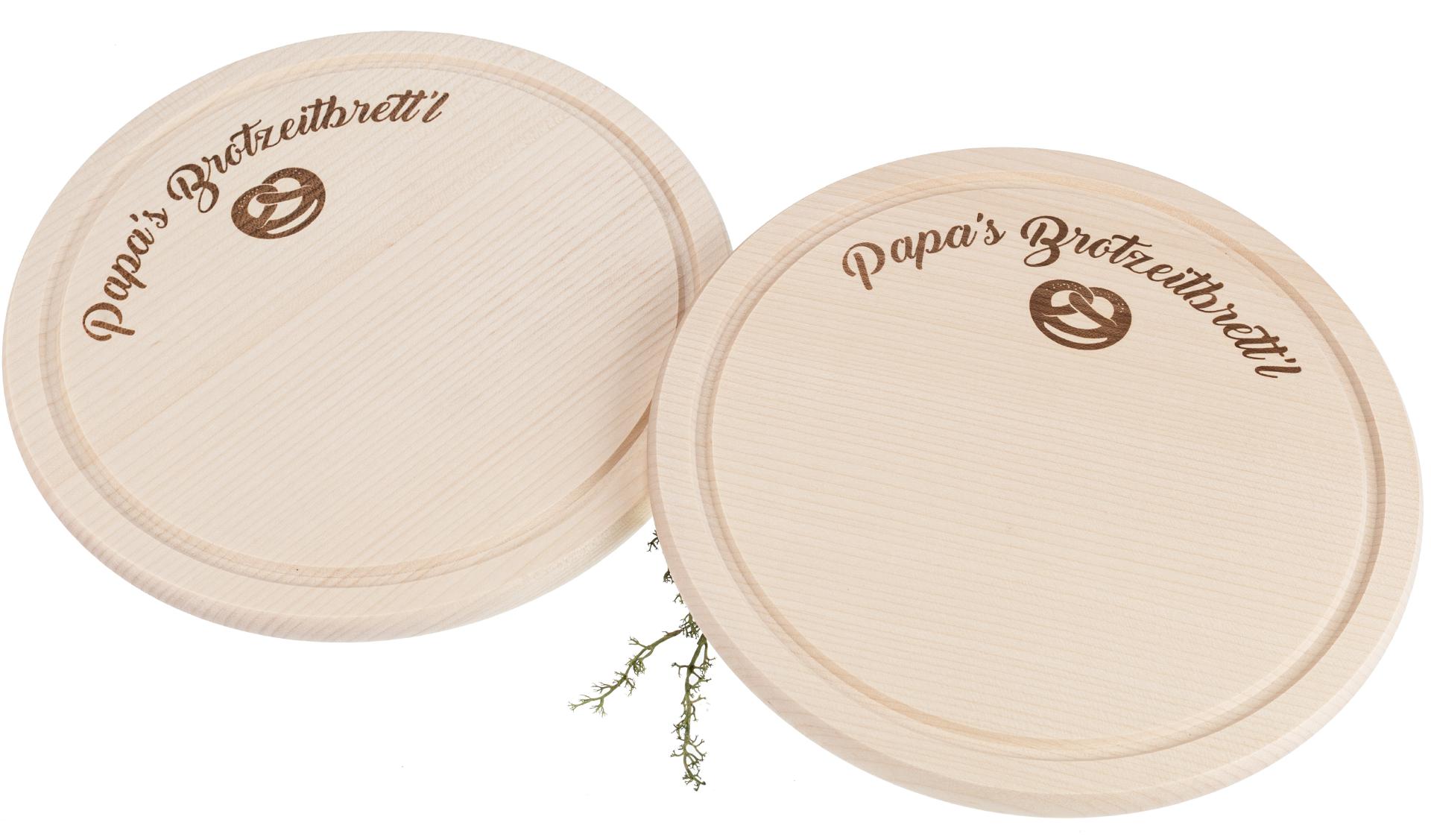 Papa's Brotzeitbrett'l mit Breze - Traditionelles Brotzeitbrett aus FSC® Ahorn 24 cm