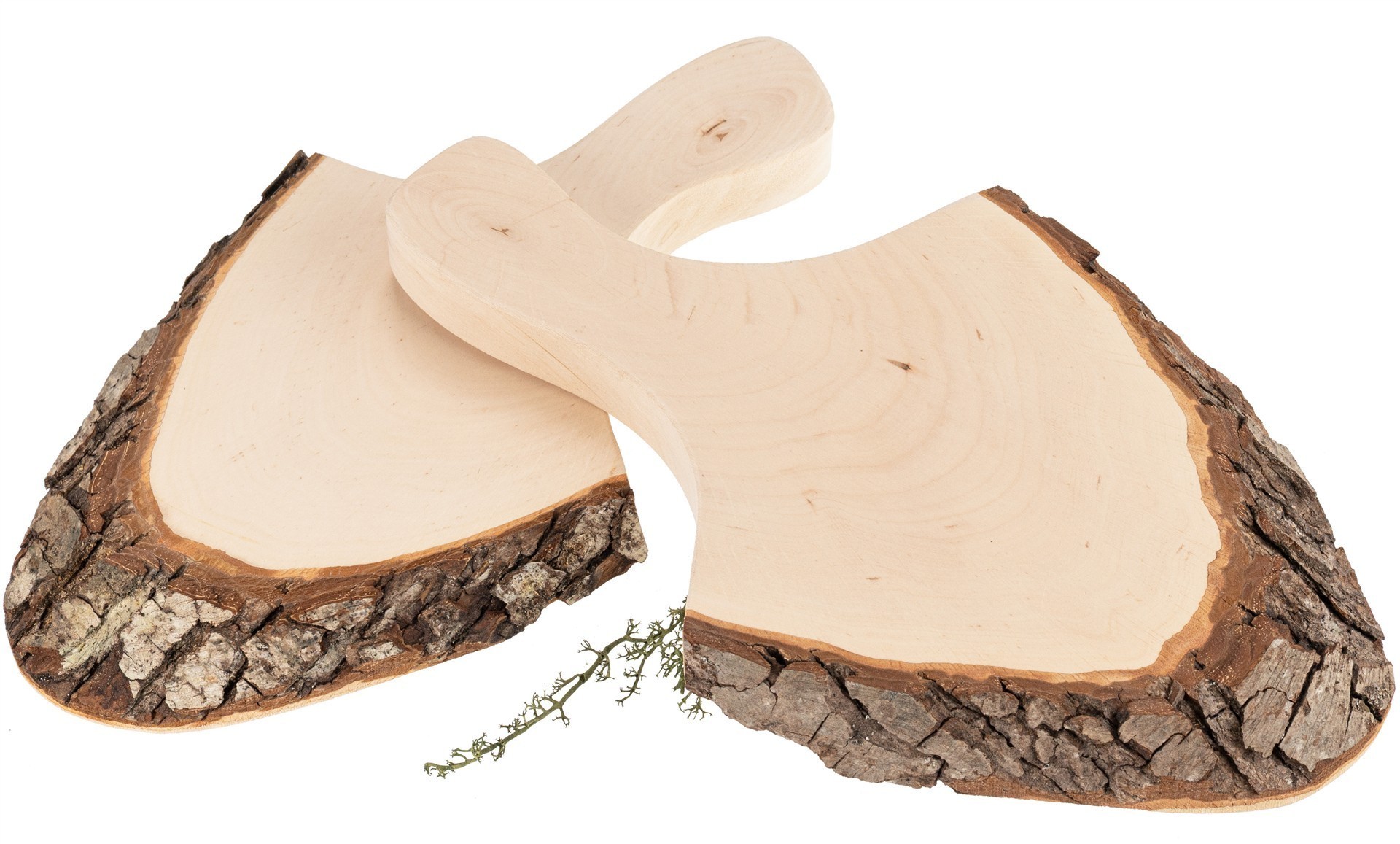 Servierbrett mit Griff & Rinde aus FSC® Erlenholz ca. 23 - 27 x 2 cm lackiert