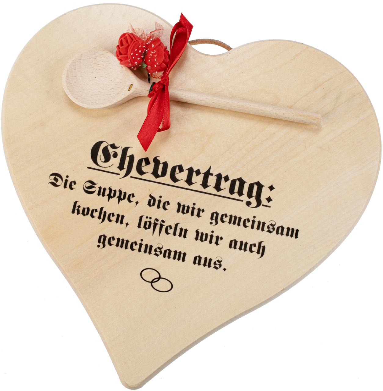 Herz Ahorn mit Siebdruck Ehevertrag