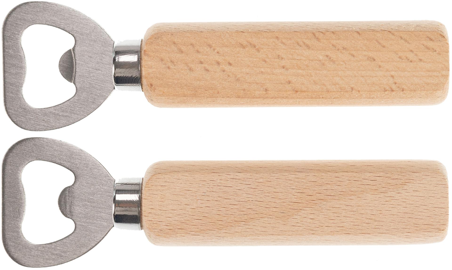 Personalisierter Flaschenöffner mit FSC® Buchenholzgriff und Edelstahlklinge