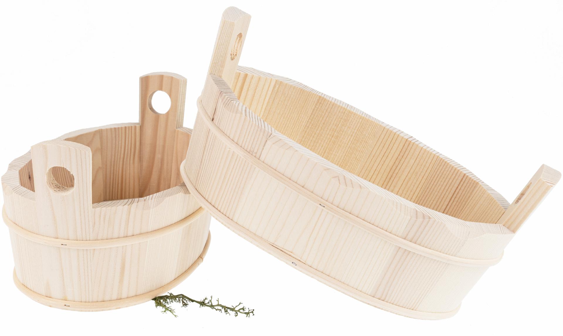Ovale Wannen fassgebunden aus Fichtenholz - Handgefertigt 26 x 12 x 14,5 cm