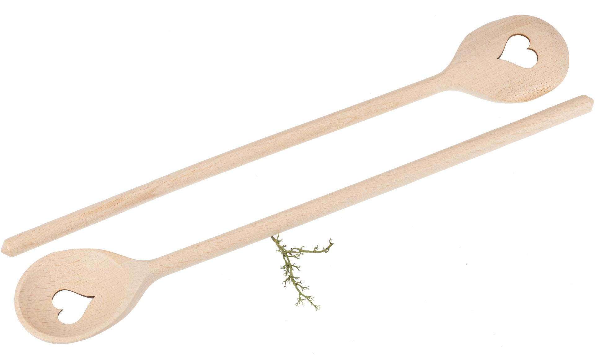 Holz Kochlöffel aus Buchenholz 30 cm mit Herz - Runde Laffe