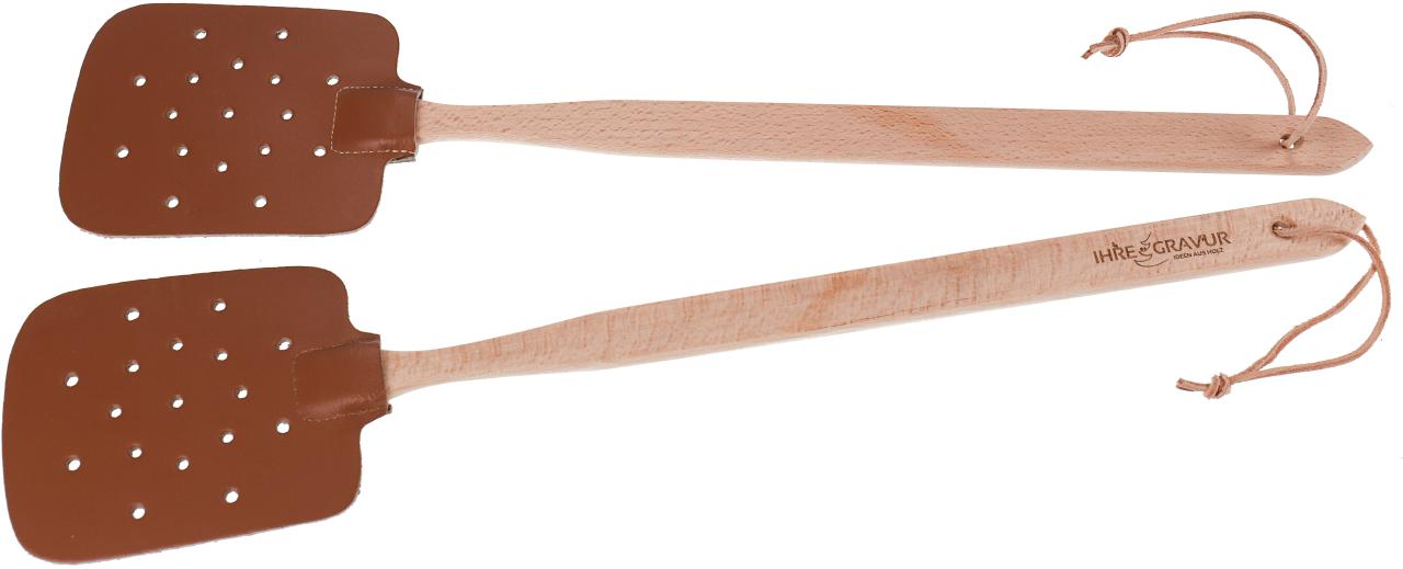 Holz Fliegenklatsche Echt Leder Klatsche mit individueller Laser Gravur bis