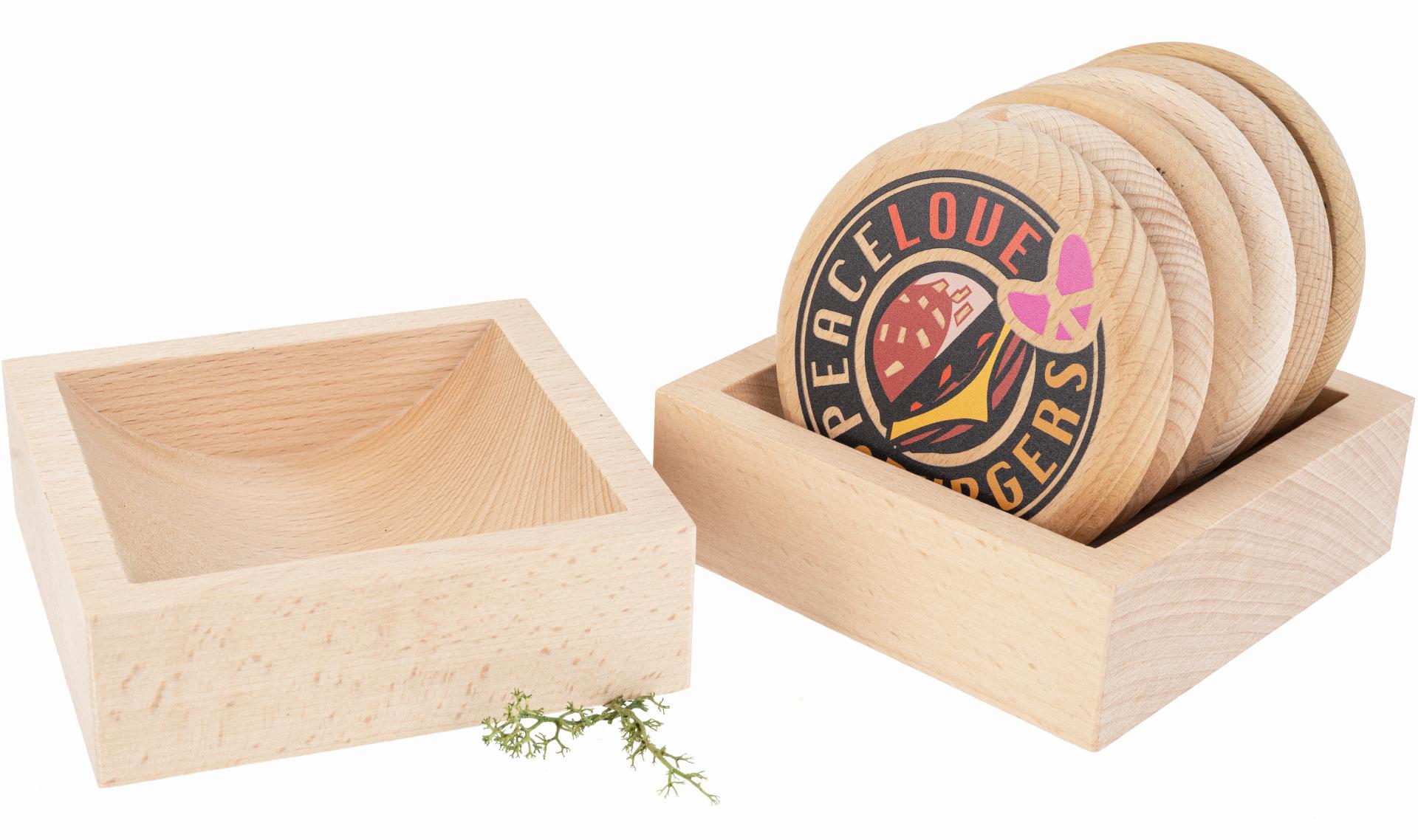 Bierdeckel Aufsteller aus Buche 12,5x12x4 cm