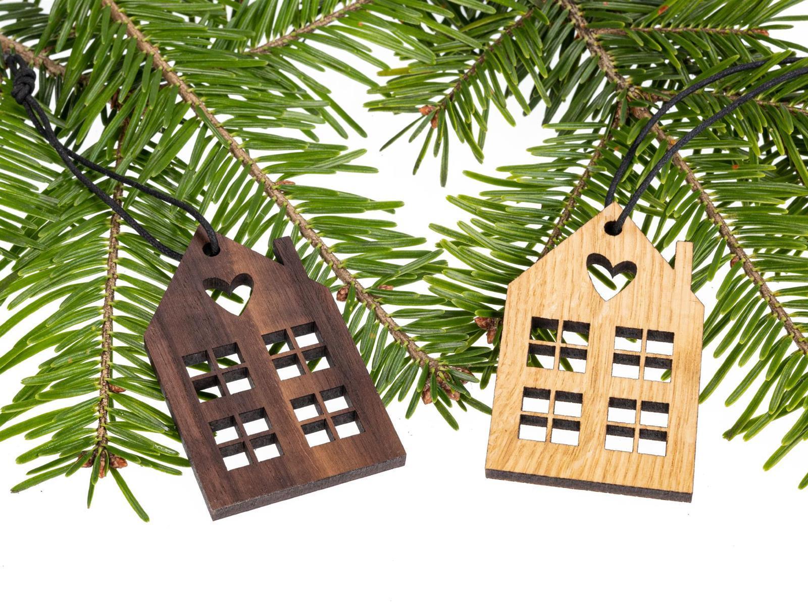 Holz Weihnachtsbaumschmuck Haus Eiche geoelt FSC