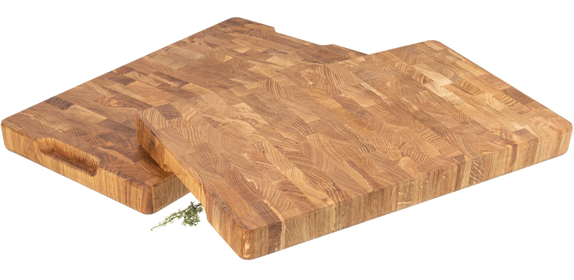 Stirnholz Hackblock aus Eiche | 40x25x4 cm mit Griffmulden