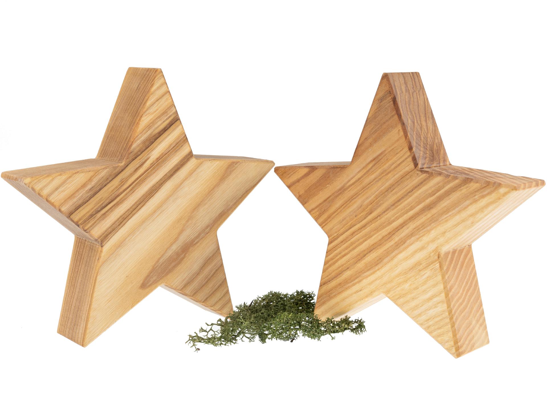 Handgefertigter Holzstern aus Geölter Esche - Rustikale Weihnachtsdekoration 18 cm