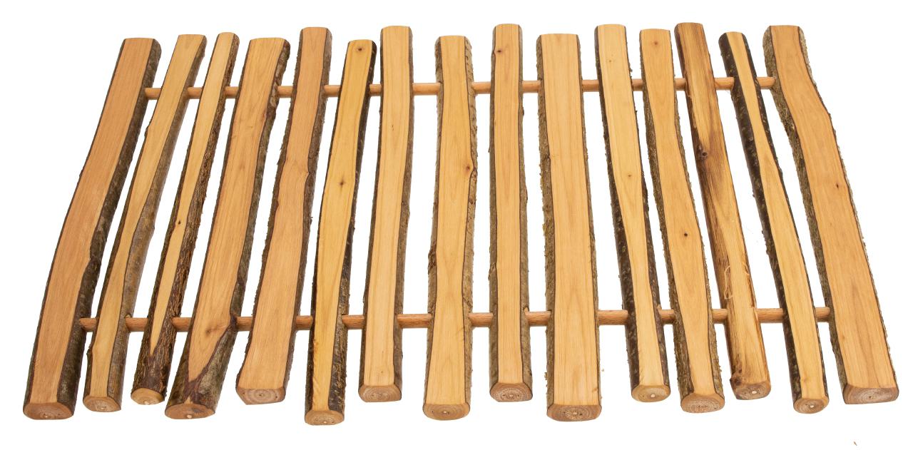 Hochwertiges Holz Tischset aus geoelten Haselnussholz Untersetzern mit Rinde ca