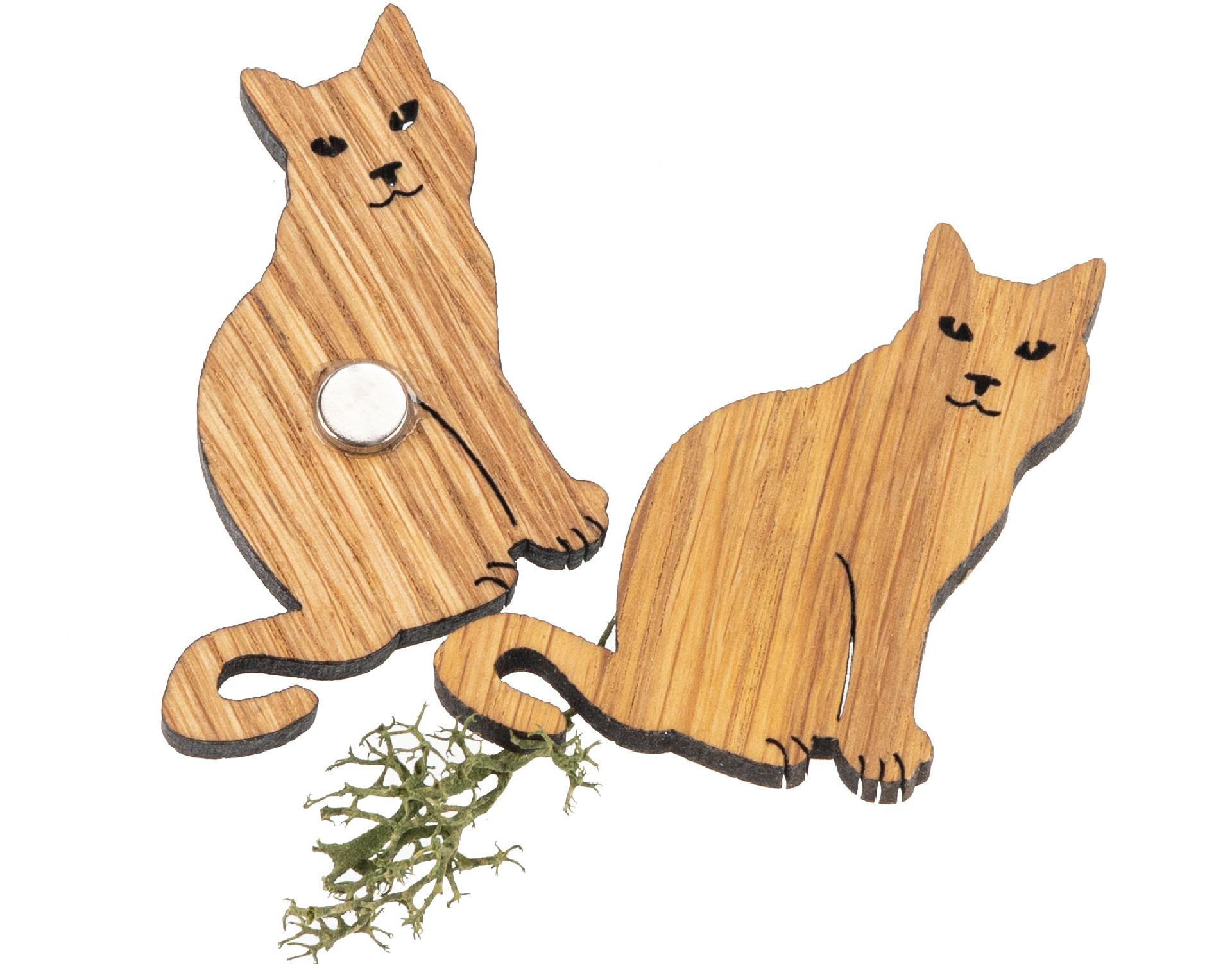 Holz Magnet in Katzen Form | Eiche geölt FSC® zertifiziert
