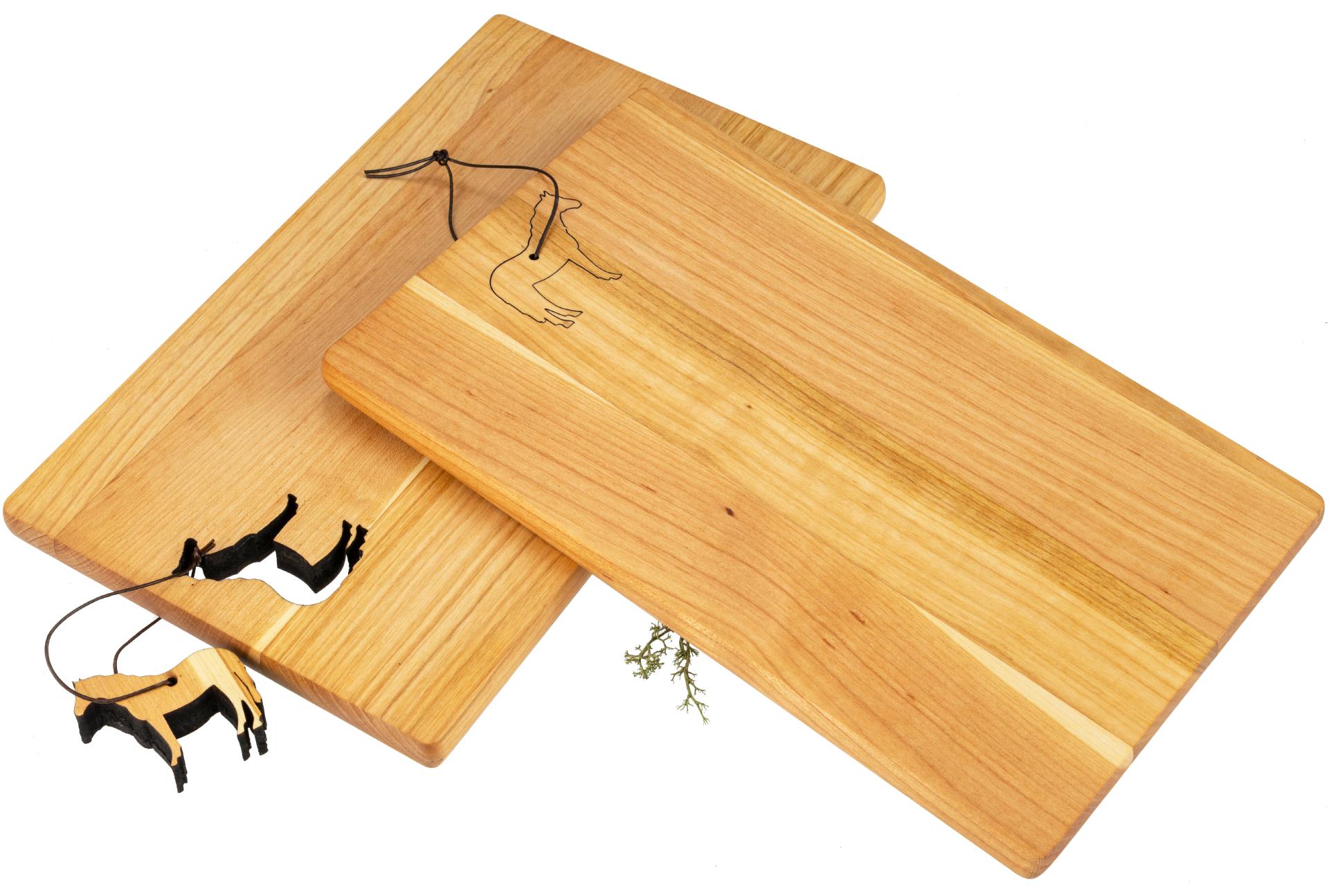 Schneidebrett - Kirsche geölt - 30 x 18 x 1,5 cm - Pferd an Lederband FSC®