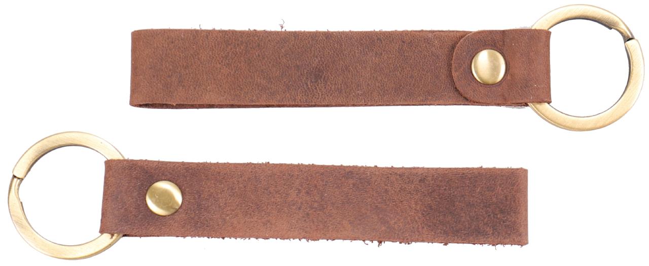 Dunkelbrauner Leder Schluesselanhaenger mit Schlaufe und Messingring