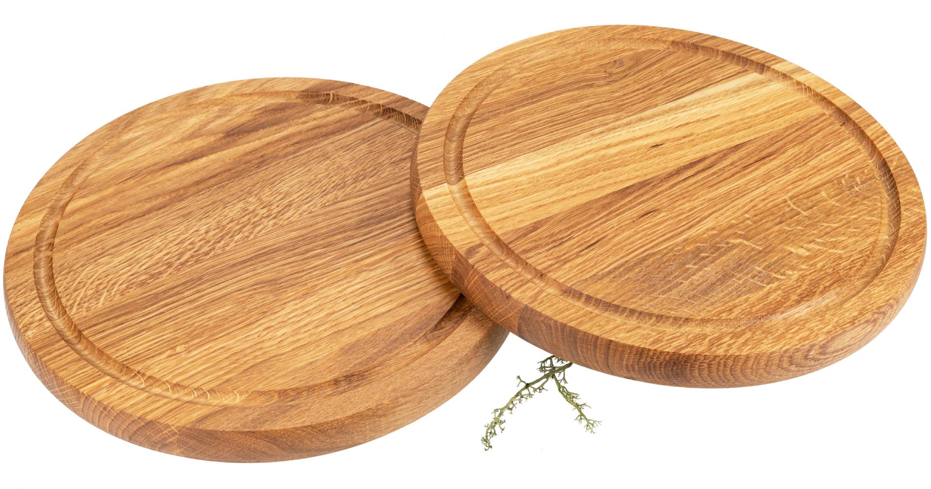 Rundes Holz Schneidebrett aus hochwertiger Eiche geölt - 24,7 x 2,1 cm
