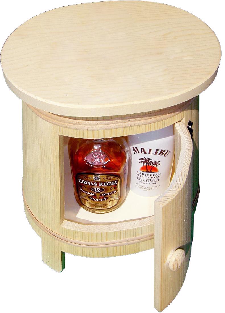 Barhocker Hocker aus Fichte mit Schnapsfach roh