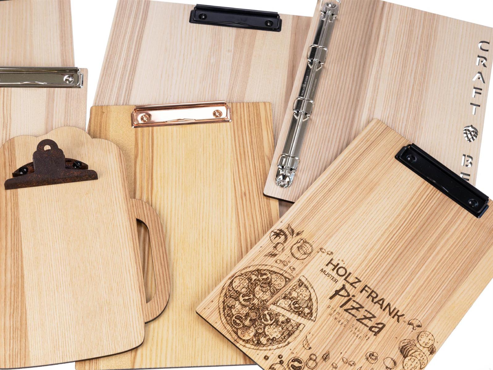 Holz Klemmbrett aus FSC Esche mit Kern