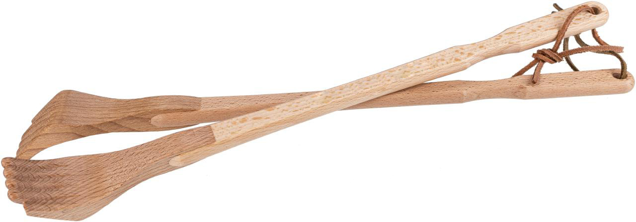 Hochwertiger Rueckenkratzer aus geoeltem Buchenholz Mit Lederband