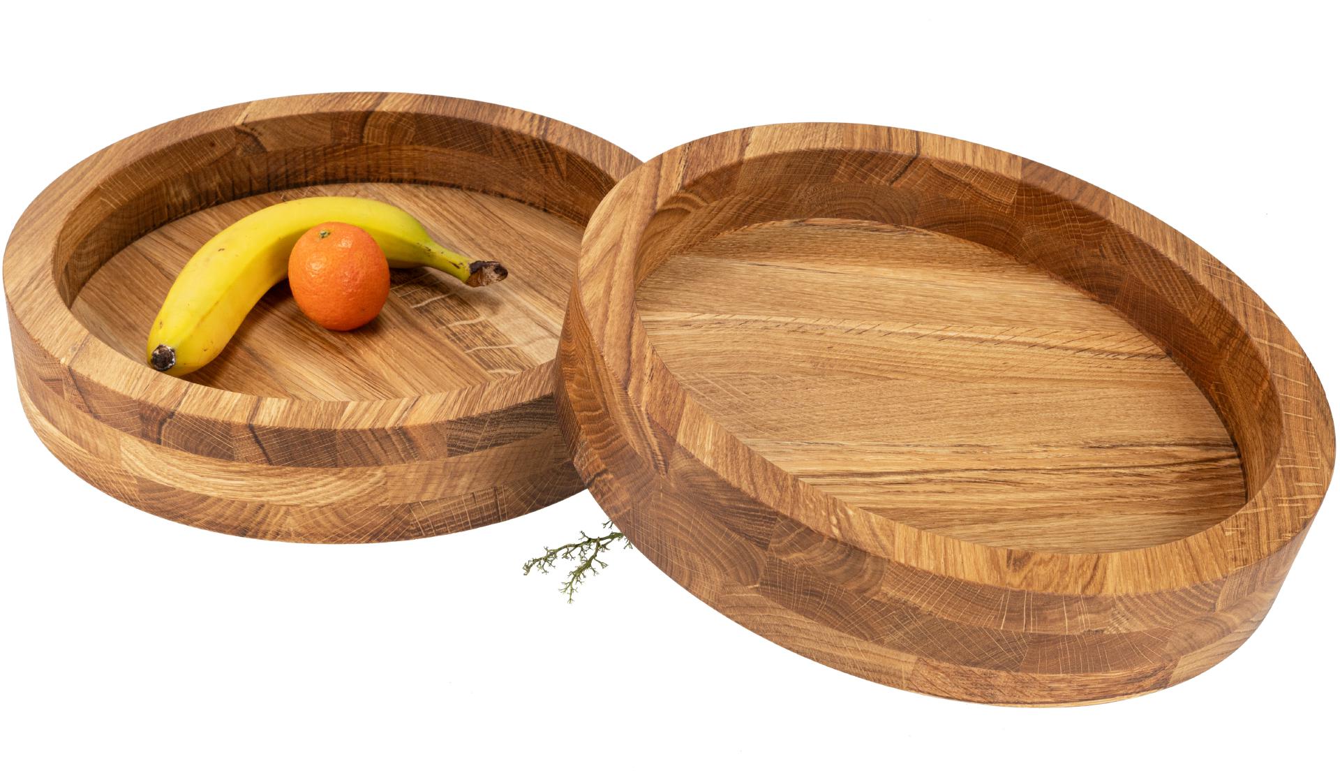 Moderne runde Schale aus Eichenholz - Obstschale - 35 x 6,5 cm