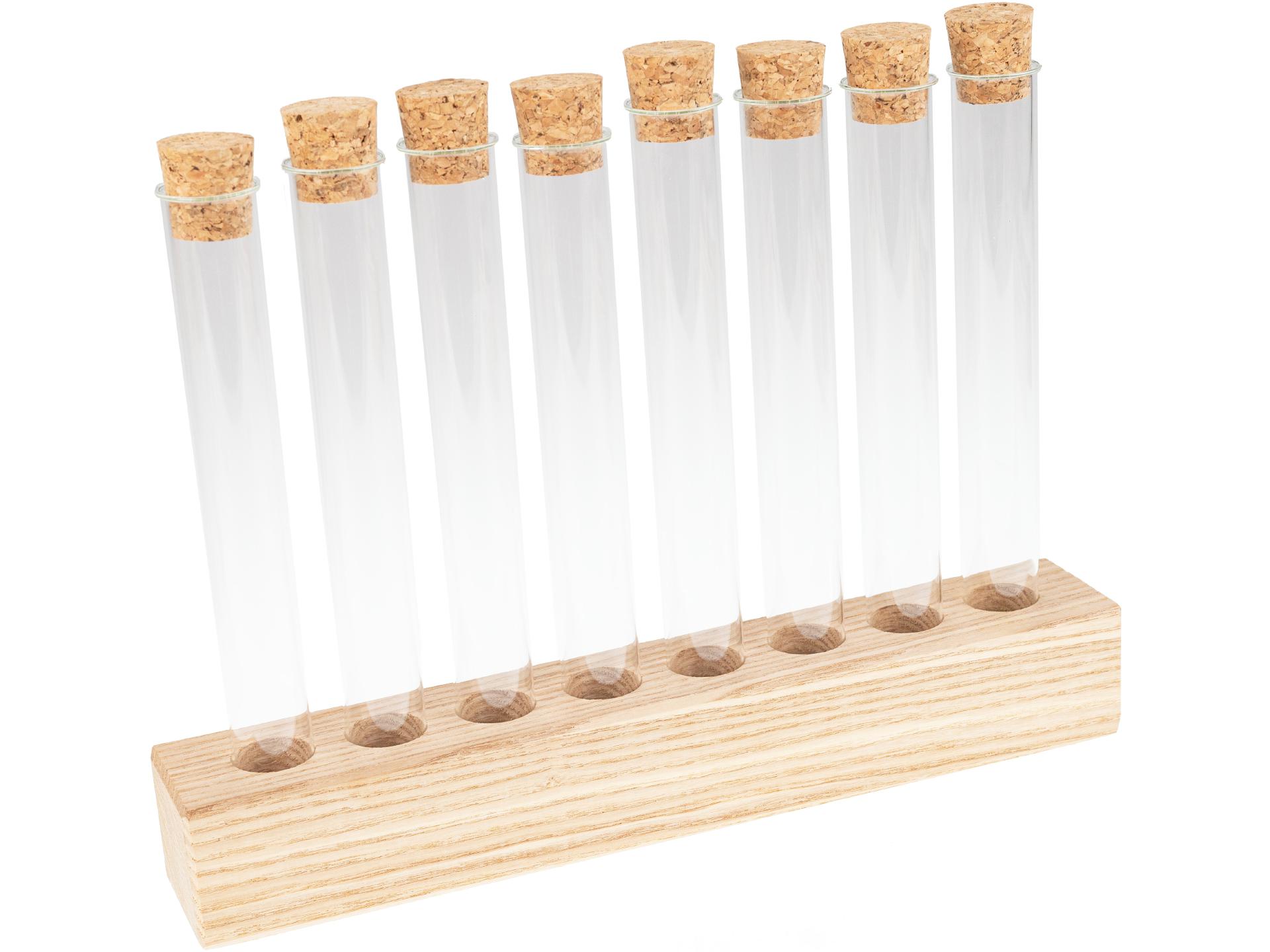 Eschen Holz Gewürzregal mit 8 Reagenzglasbehältern - 30cm