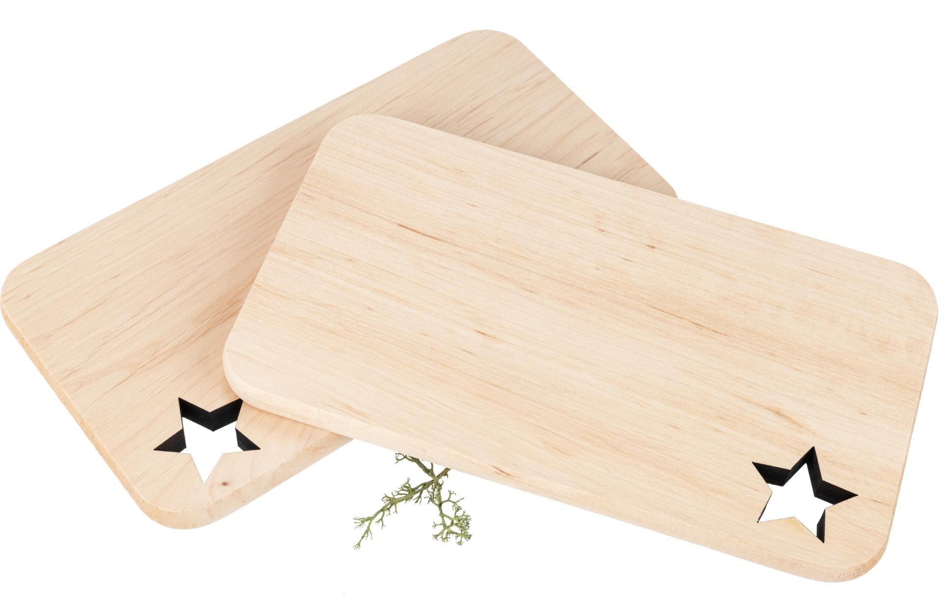 Schneidebrett aus FSC® Erle mit Laserschnitt 22,5 x 12,5 x 1,2 cm - Stern geölt