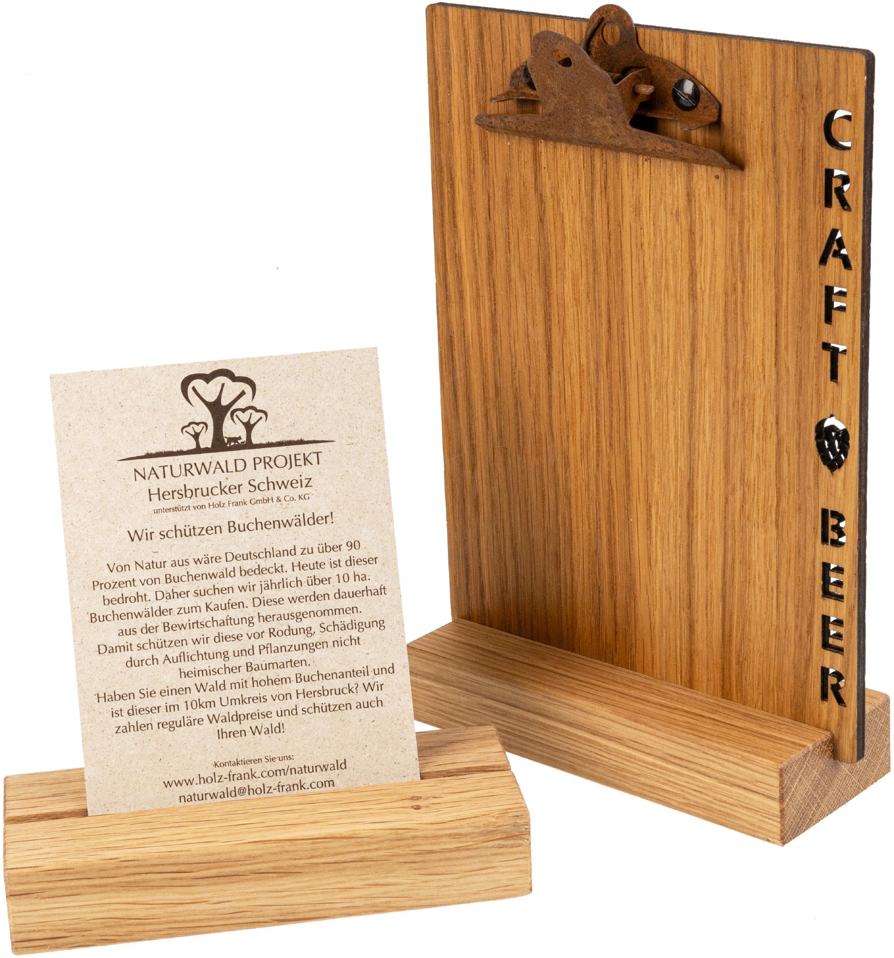 Holz Tischaufsteller für Klemmbretter - Eiche - Schlitz 5 mm DIN A5 16 x 6,5 x 3 cm lackiert