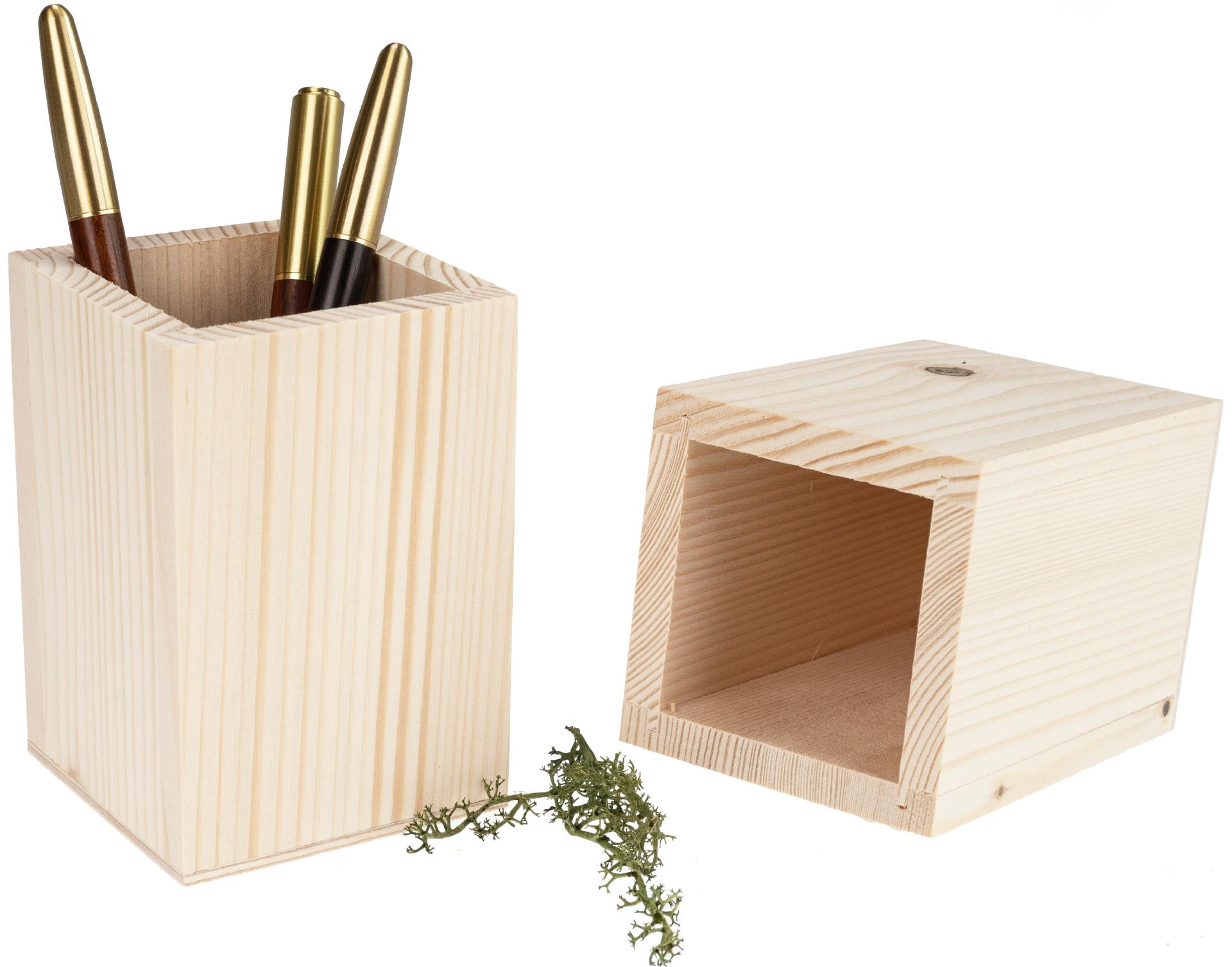 Holz Stiftebox aus Fichte - Holzbox für Ihre Schreibutensilien 11 x 7,5 x 7,5 cm
